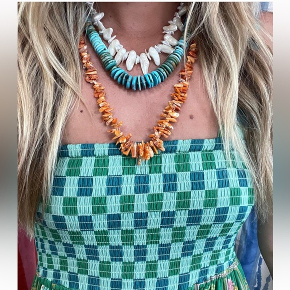 Chan Luu NWT $615 Turquoise Nugget Mix Sky Necklace 18K GP ~ GORGEOUS! - Picture 7 of 10